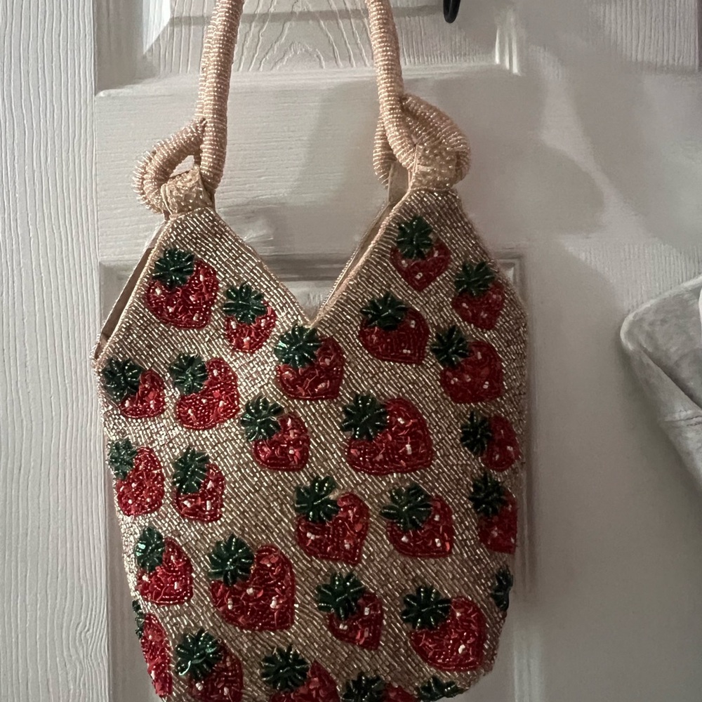 Strawberry Embellished Tote Bag